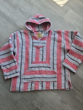 Baja Joe Pink & Gray Stripe Hooded Men's Sweater